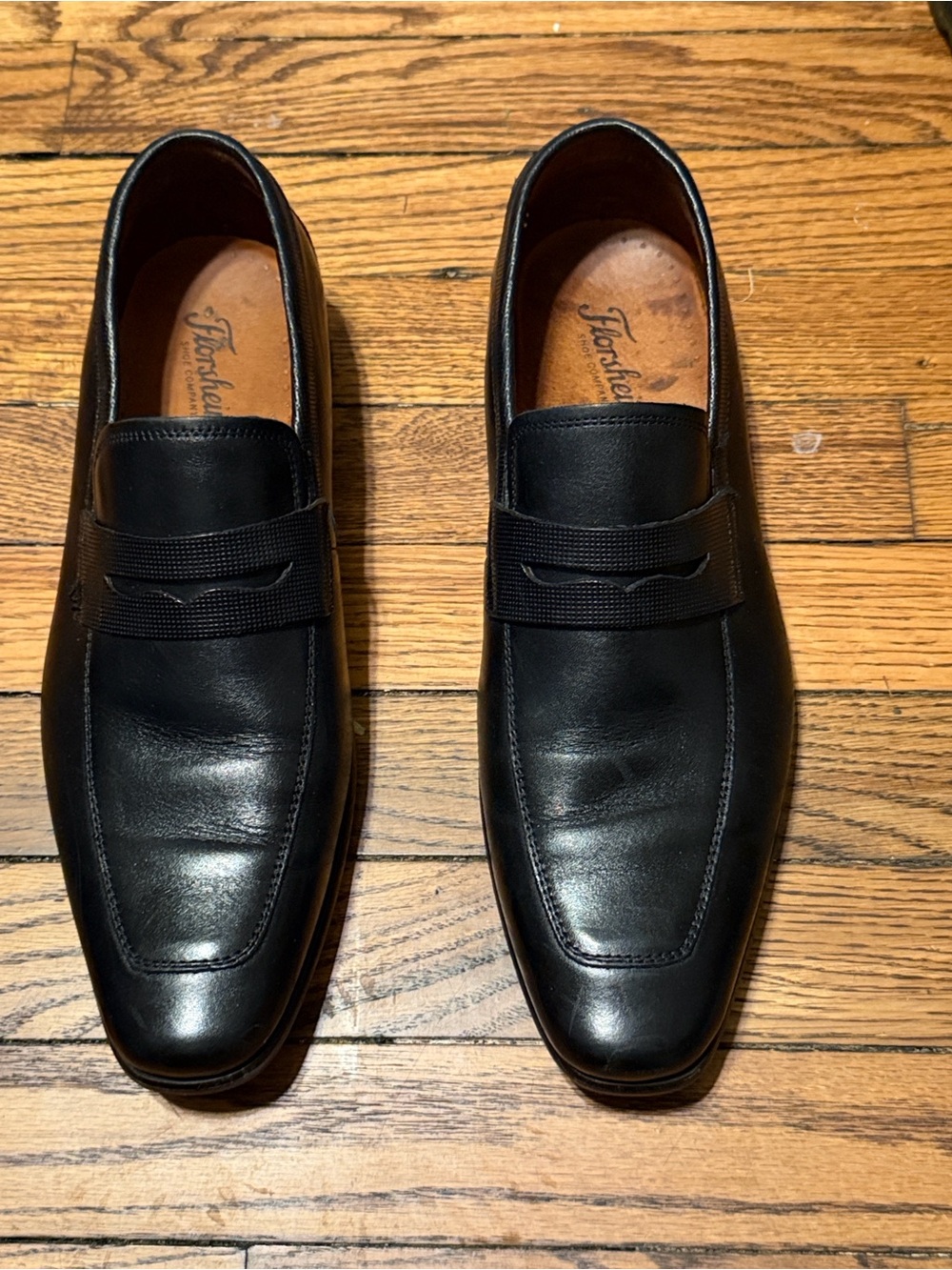 Florsheim Men’s Black Leather Penny Loafers Size 9.5D Slip On Dress Shoes